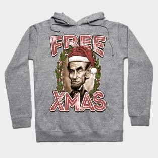 Free Xmas Abe Lincoln in Christmas Santa Hat Hoodie